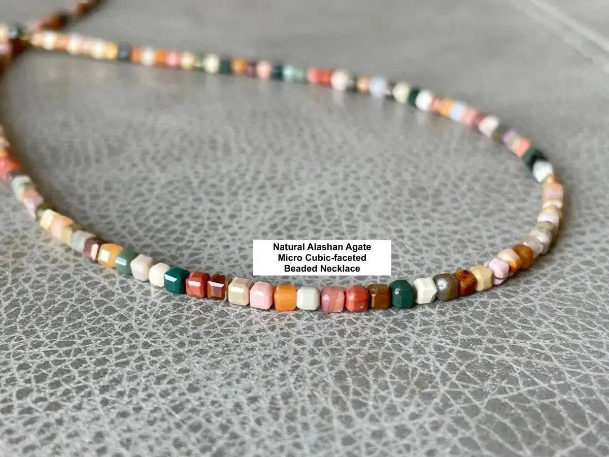 Desert Dawn – Alashan Rainbow Agate Micro-Faceted Necklace view 4